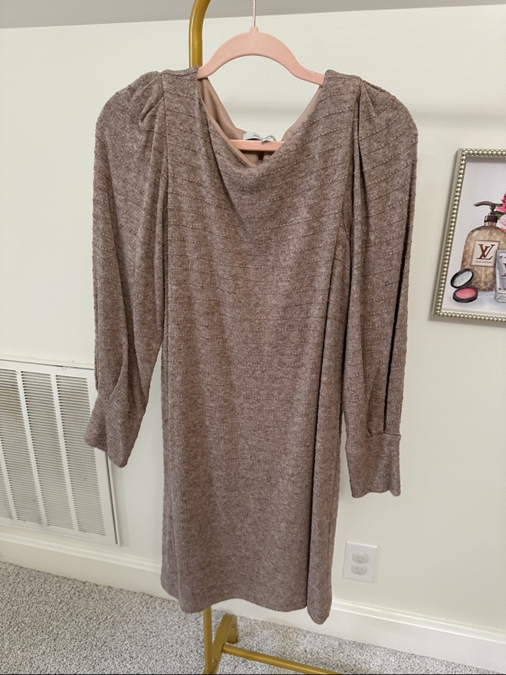 julia jordan Taupe Knit Long Sleeve Dress